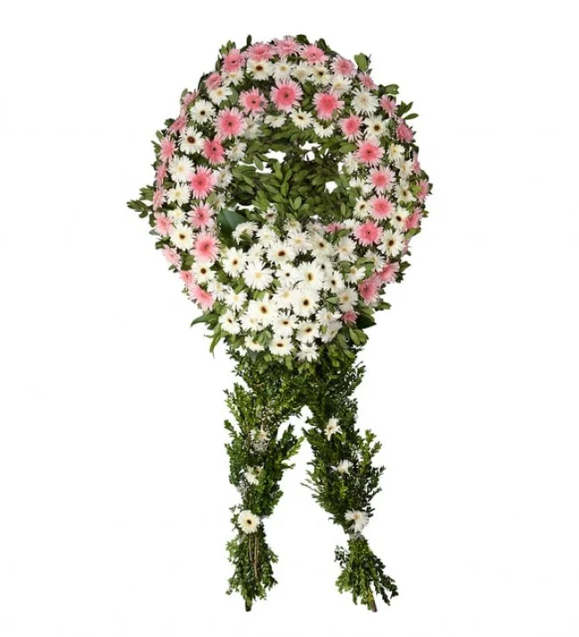 Pembe-Beyaz Gerberalar Cenaze Çelenk